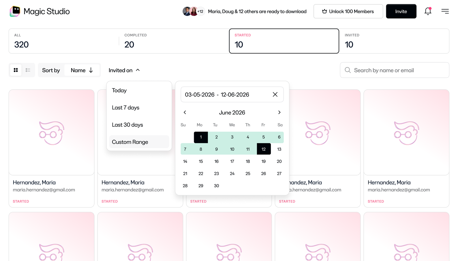 Filter, sort and search