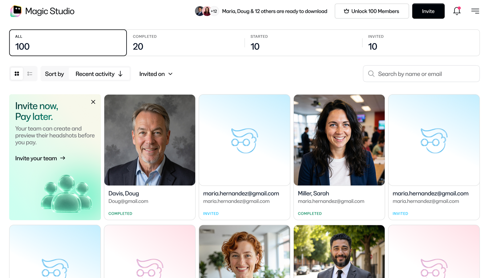 Invite now, pay later