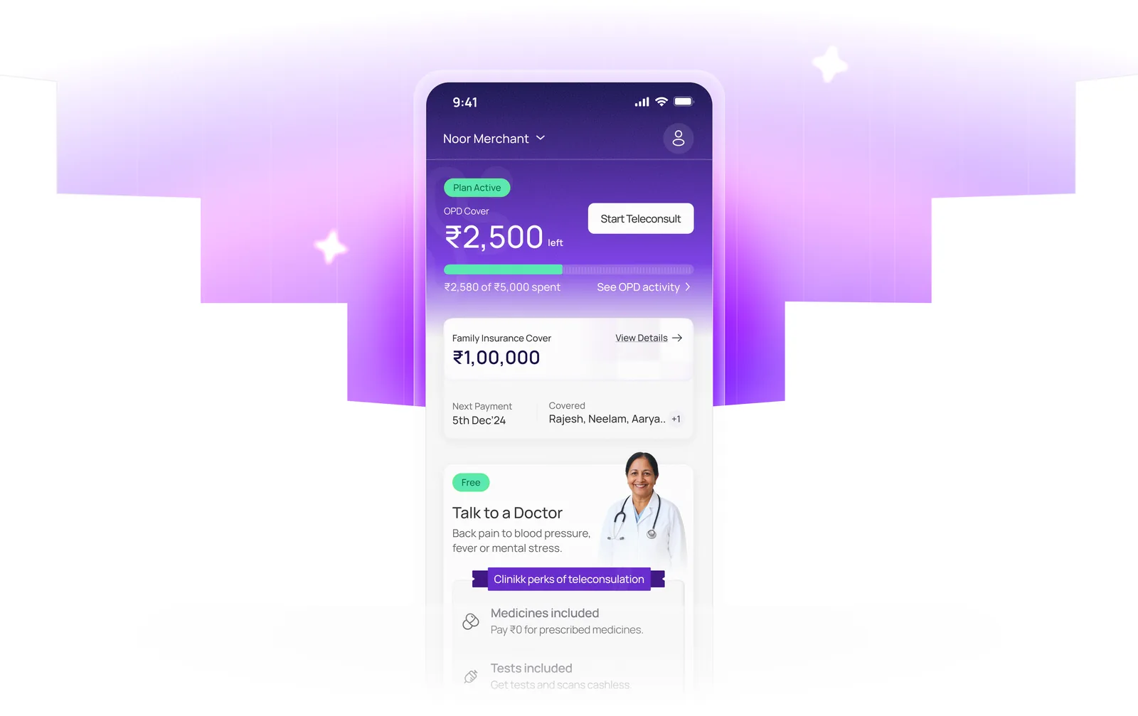 The Clinikk membership screen