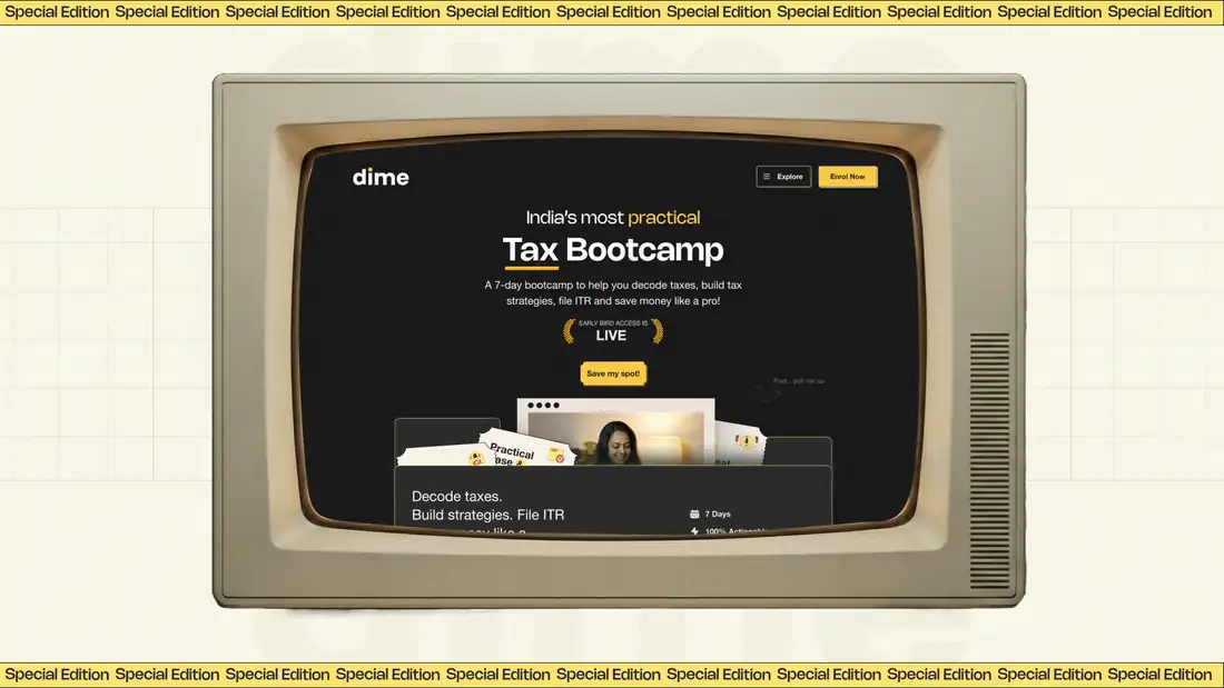 The dime site playing on a retro monitor